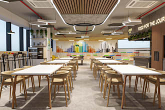 visualize commercial offices and coworking open space  3d interior design