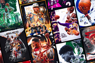 design high impact basketball posters, game day flyers and player artwork