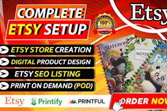 do etsy store creation, etsy shop setup, etsy SEO listings