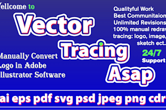 do urgent png, jpeg, logo vector tracing 1 hour