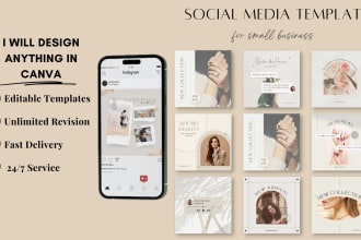 design anything on canva, social media posts, banners, editable template