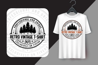 do a unique retro badge vintage t shirt logo design
