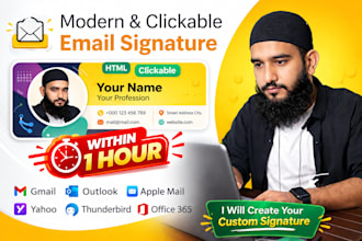 create  professional HTML email signature for outlook, gmail, apple mail ect
