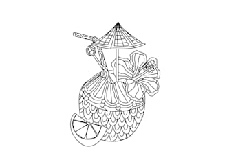 draw line art of, fruits, vegetables, plant illustration