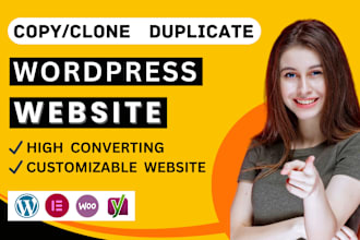 copy, clone, duplicate, design, redesign any website on wordpress elementor pro