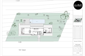 autocad architecture 2d drawings of floorplan section with constriction drawing