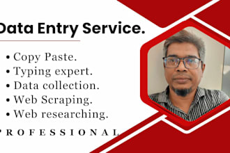 do physical typing, data entry, copy paste, data scraping