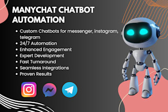 create chatbot for facebook messenger, instagram, using manychat