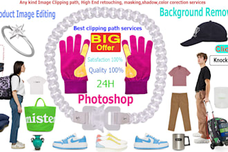 do  product image clipping path, image cutout, color, retouch