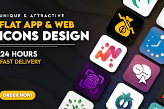 design unique and attractive flat app and web icons