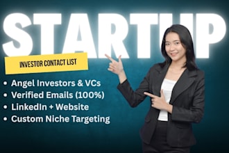 find active startup angel investor and vc contact details for fundraising