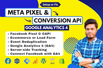 setup facebook or meta pixel conversion API,fb pixel, google analytics 4 via GTM