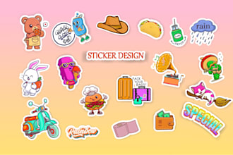 draw any clip art, sticker, or vector clipart illustration