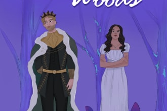 design an illustrated fantasy romance cover