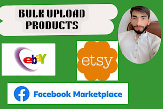 add upload,import bulk products on etsy,ebay , shopify and facebook market place