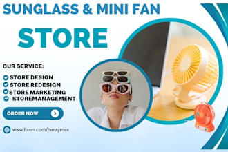 design a lucrative sunglass store portable mini fan store dropshipping store