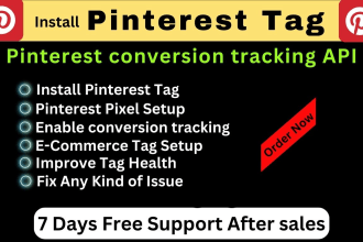 fix or install pinterest pixel tag, conversion API tracking