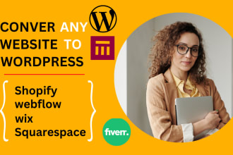 convert clone wix, shopify, webflow, squarespace to wordpress website or store