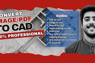 convert image and PDF to an autocad floor plan drawing with scale