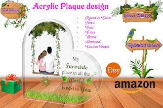 create acrylic plaque gift and message card design for amazon, etsy, shineon etc
