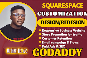 build squarespace website design, website development squarespace, godaddy SEO