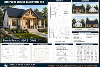 do architectural blueprint and permit drawing set for your house