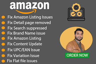 resolve error in listing, search suppressed, variation issue detail page removed