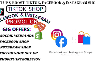 setup tik tok shop for shopify store, facebook shop, instagram shop
