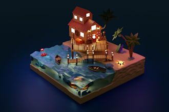 make stylized low poly 3d models and proprs for you projects