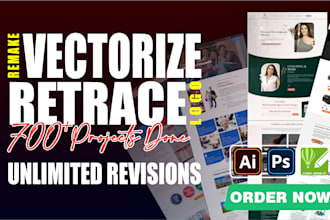 design, redesign, edit, remake, vectorize, refresh and retrace logo