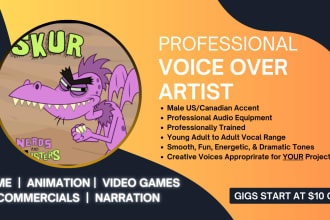 record american male voice acting for animation, video games and anime