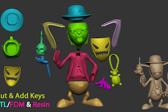 3d model cutting and adding keys for 3d printing