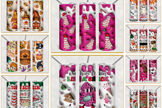 create inflated 3d skinny tumbler design