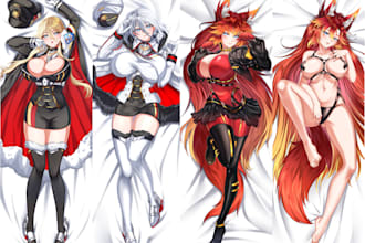 draw custom dakimakura body pillow anime art , oc, waifu, husbando, sfw, nsfw