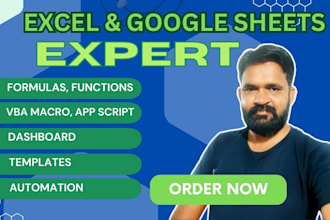 create automated excel, google sheet with dashboard, formula and vba, appscript