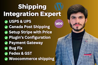 setup and integrate usps, ups, fedex canada post shipping API for woocommerce