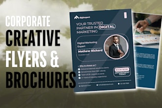 design professional corporate brochure and marketing flyers with one free banner