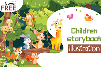 draw cute children storybook illustrations and kids book cover page