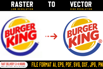 do vector tracing, recreate any logo or image within 4 hrs