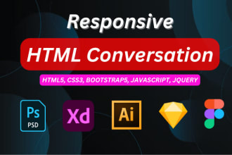convert figma to html, psd to html, xd to html css bootstrap