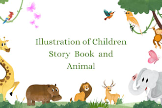 design fabulous illustration of animals and children story books