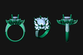 design ring pendant earing bracelet  in 3d cad