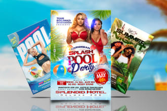 design pool flyer, summer party, beach party, cruise party