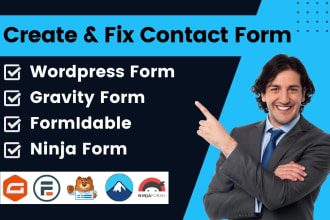 create or fix wordpress contact form, gravity forms, formidable, wpforms, popup