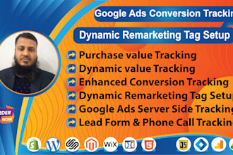 setup or fix google ads conversion tracking and dynamic remarketing tag via GTM