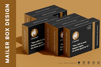 do product packaging design, box design, mailer box and 3d mockup