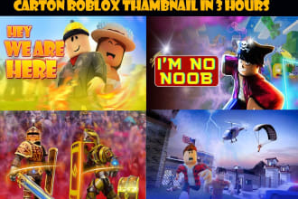 draw any style roblox thumbnail for cartoon gaming video in 3 hours