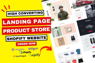 design redesign shopify landing page with pagefly shogun app and gempage