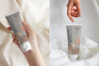 do professional cosmetic product packaging design, 3d mockup