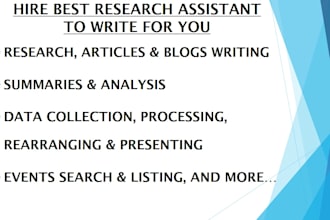 be your research assistant and summary writer